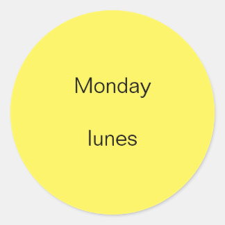 Monday lunes English to Spanish Stickers