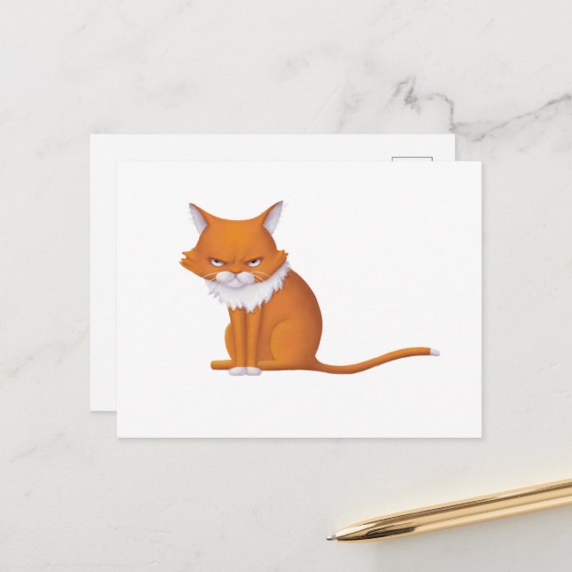 Monday Morning Cat Face Postcard (Front/Back In Situ)