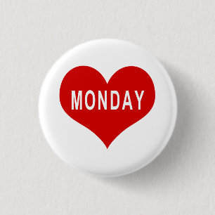 MONDAY Red Love Heart Button