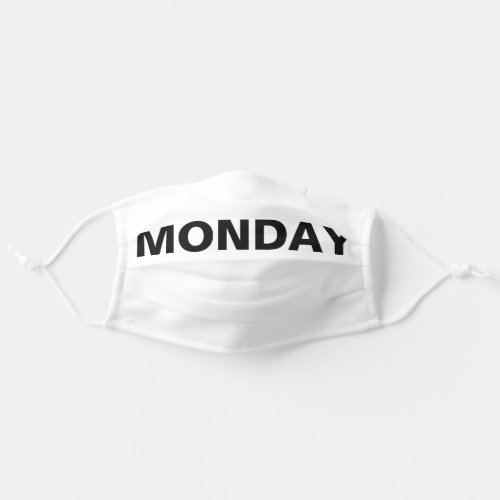Monday Solid Plain Black and White Color Adult Cloth Face Mask