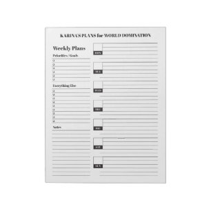Monday Start Weekly Notepad Functional Lined