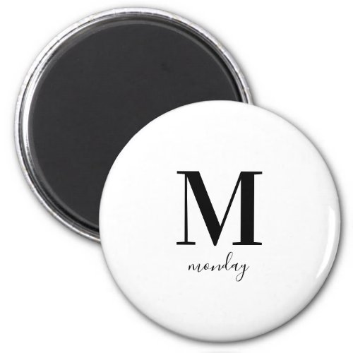 Monday Typography Black White Magnet