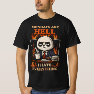 mondays are hell grumpy Panda Office Work T-Shirt