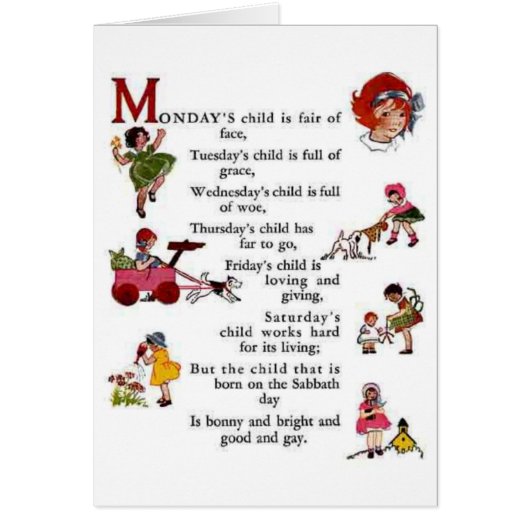 Monday's Child Cards (Front)
