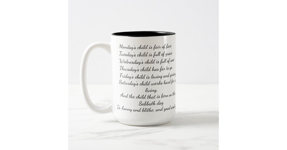 Monday's Child Poem Mug | Zazzle