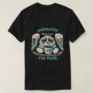 Mondays? I’ll Pass. - Grumpy Cat Art T-Shirt