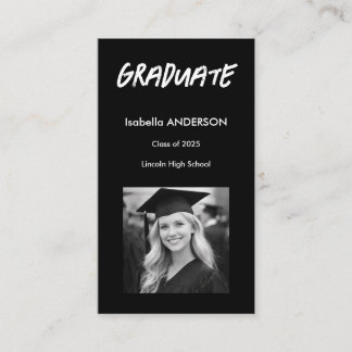 Mondern Black and White Graduation  Business Card