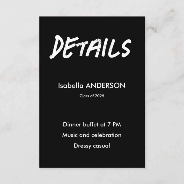 Mondern Black and White Graduation  Enclosure Card (Front)