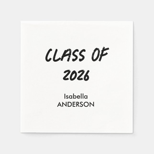 Mondern Black and White Graduation  Napkins (Front)