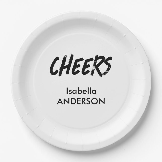Mondern Black and White Graduation  Paper Plates (Front)