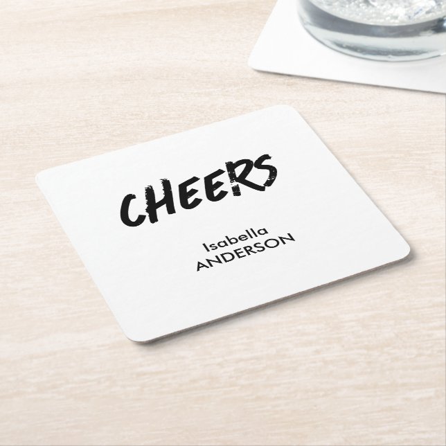 Mondern Black and White Graduation  Square Paper Coaster (Angled)