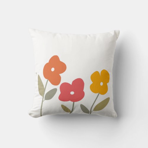 Mondern Floral Blooms  Throw Pillow