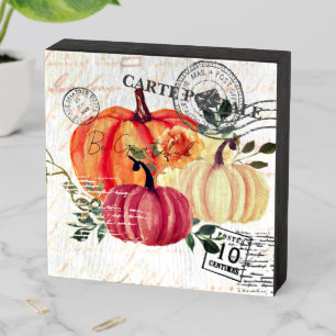 Mondern vintage Watercolor pumpkins Wooden Box Sign