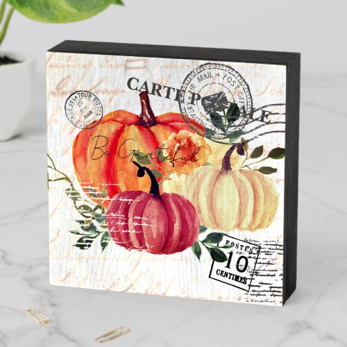 Mondern vintage Watercolor pumpkins Wooden Box Sign