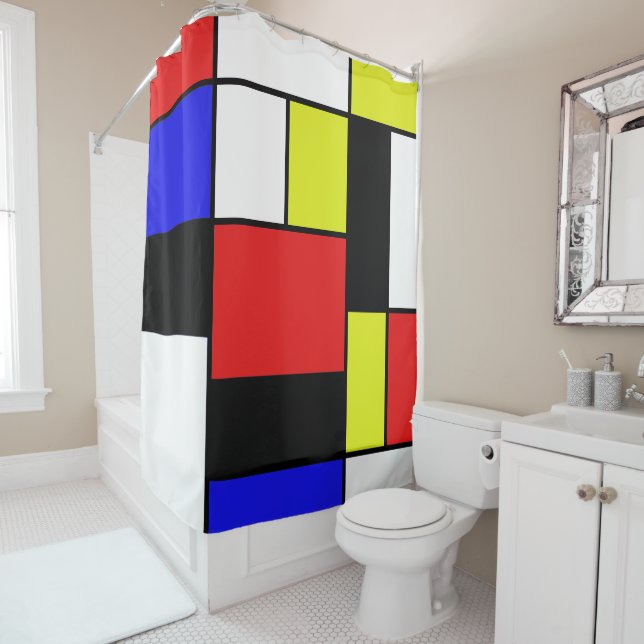 Mondrian #21-1 shower curtain (In Situ)