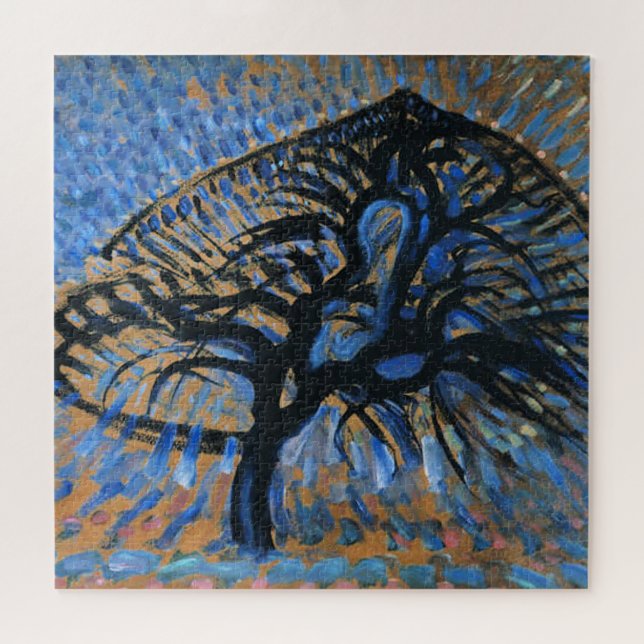 Mondrian - Apple Tree, pointillist version, Jigsaw Puzzle (Horizontal)