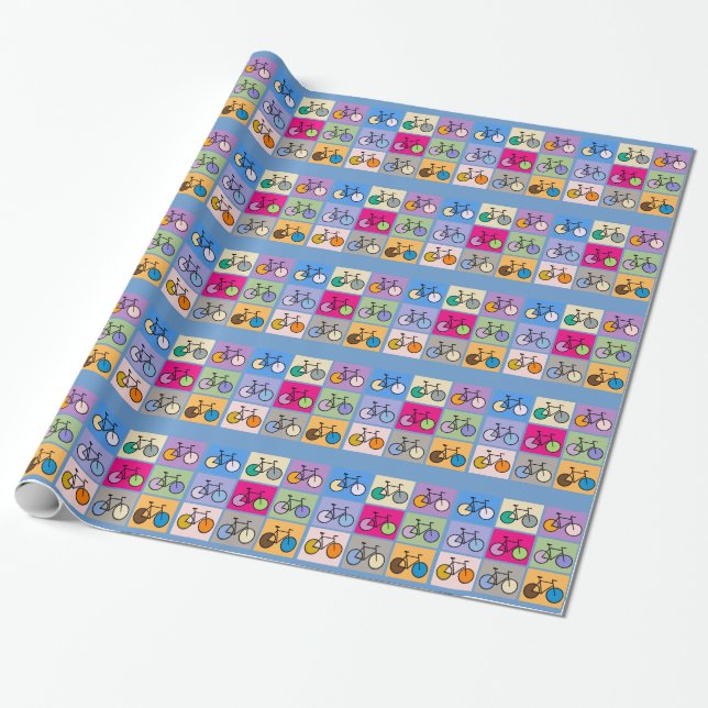 Mondrian Art Bicycle Grid Wrapping Paper (Unrolled)