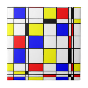 Mondrian art style ceramic tile