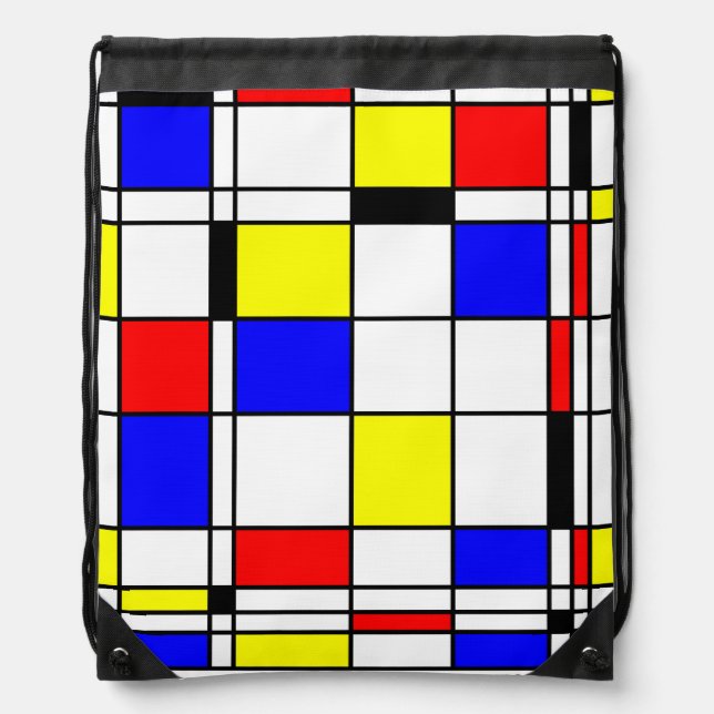 Mondrian art style drawstring bag (Front)