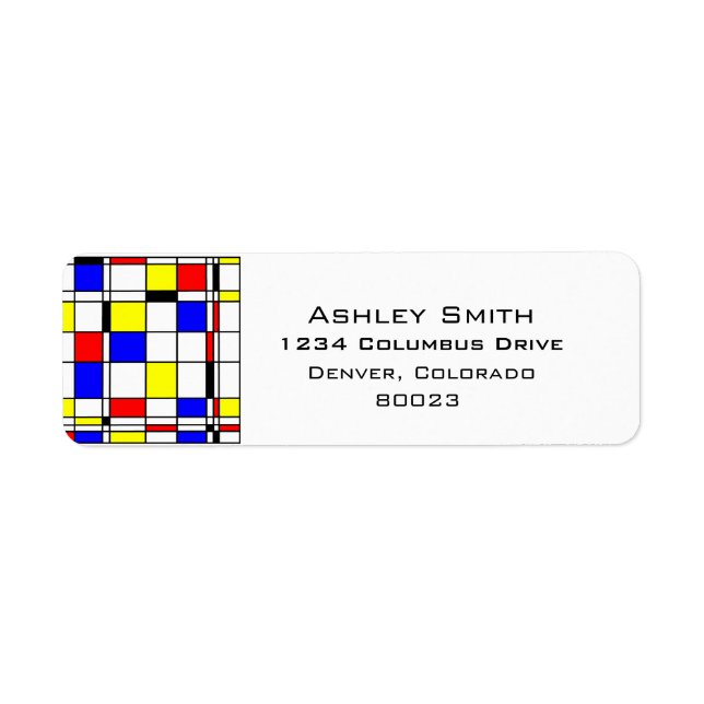 Mondrian art style label (Front)