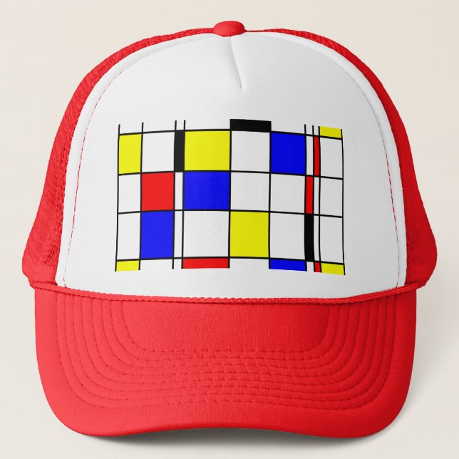 Mondrian art style trucker hat (Front)