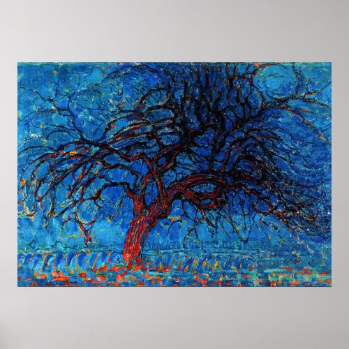 Mondrian _ Avond Evening Red Tree Poster