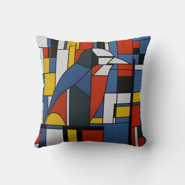 mondrian birds throw pillow (Back)