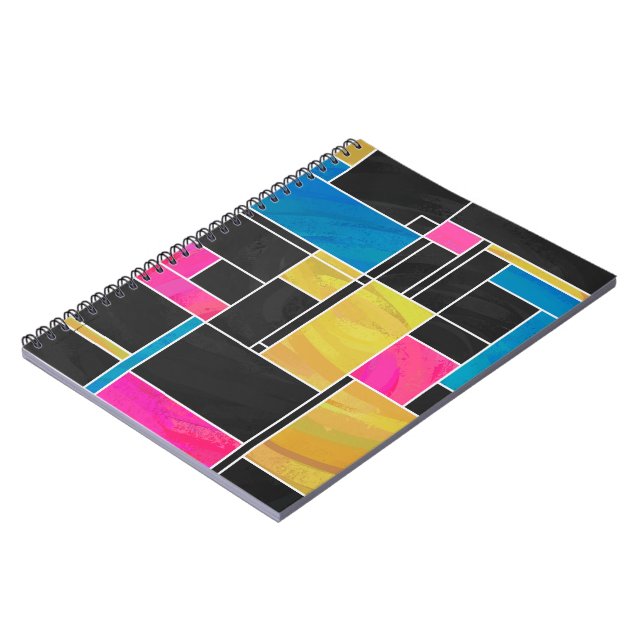 Mondrian Blue Pink Black Print Notebook (Left Side)