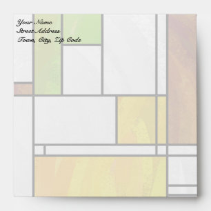 Mondrian Brown Yellow Green Print Envelope