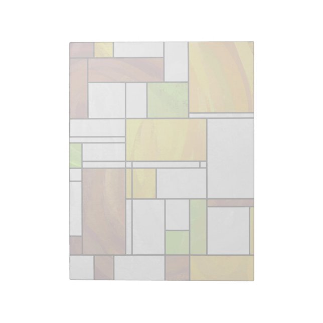 Mondrian Brown Yellow Green Print Notepad (Rotated)