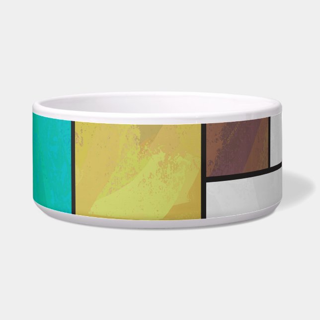 Mondrian Brown Yellow Teal Print Bowl (Right)