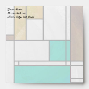 Mondrian Brown Yellow Teal Print Envelope