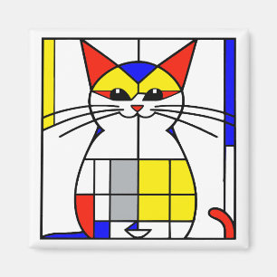 Mondrian cat magnet