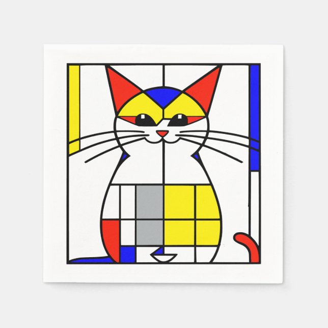 Mondrian cat napkins (Front)
