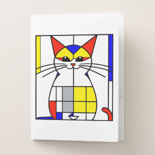 Mondrian cat pocket folder