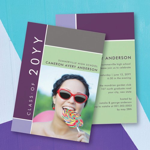 Mondrian Color Blocks Mod Photo Graduation Party Invitation