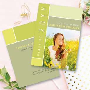 Mondrian Color Blocks Mod Photo Graduation Party Invitation