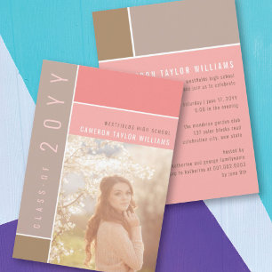 Mondrian Color Blocks Mod Photo Graduation Party Invitation