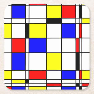 Mondrian colorful Minimalist De Stijl Modern art Square Paper Coaster