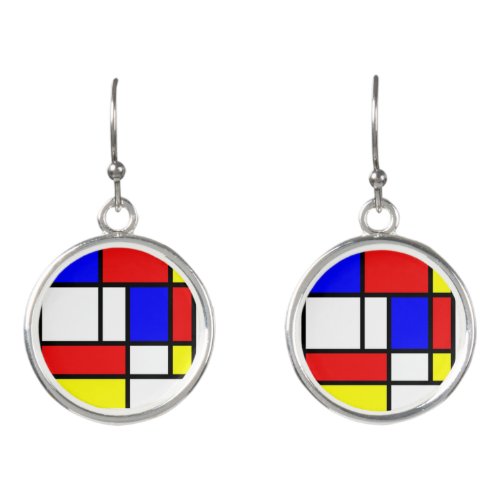 Mondrian _ Composition II _ Art Dangles Earrings