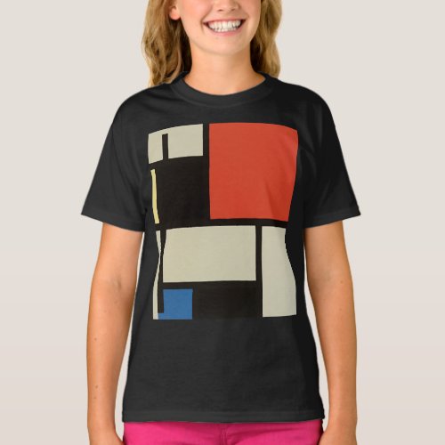 Mondrian Composition Modern Abstract Black Kids  T_Shirt