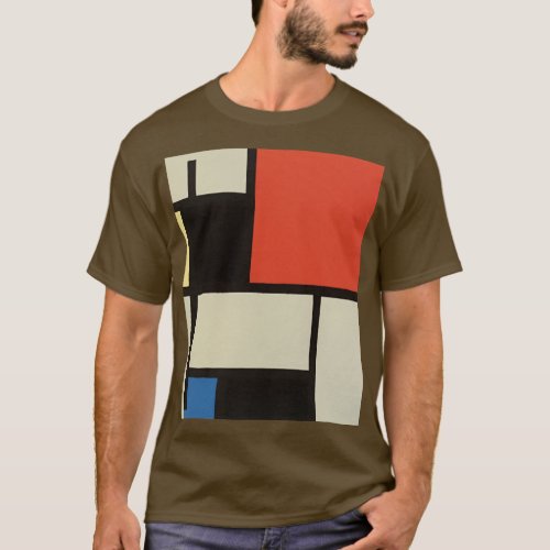Mondrian Composition Modern Abstract Brown T_Shirt