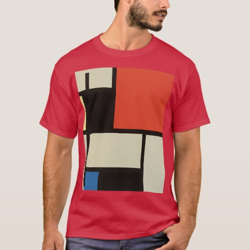 Mondrian Composition Modern Abstract Cardinal T_Shirt