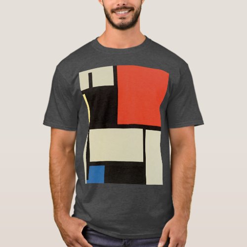 Mondrian Composition Modern Abstract Charcoal Heat T_Shirt