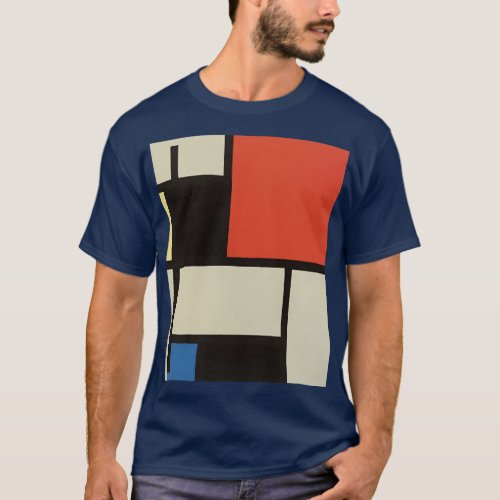 Mondrian Composition Modern Abstract Navy Blue T_Shirt