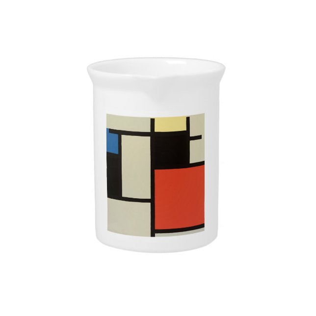 Mondrian Composition Modern Abstract Painting Art Beverage Pitcher (Front)