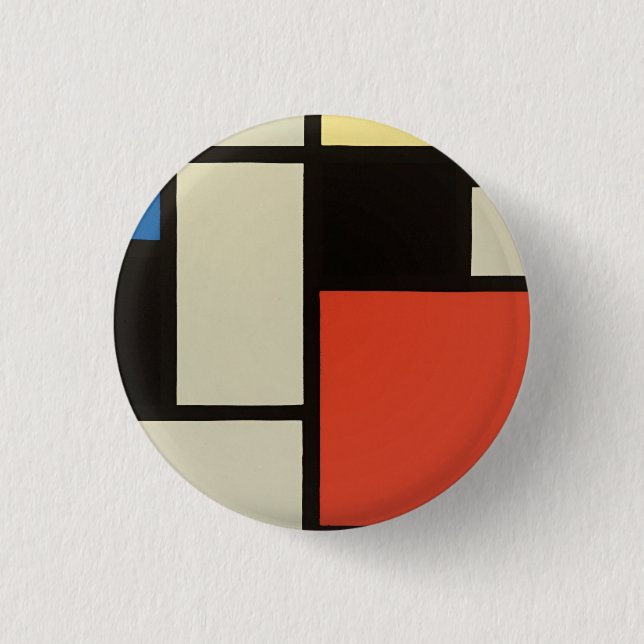 Mondrian Composition Modern Abstract Painting Art Button (Front)