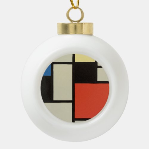 Mondrian Composition Modern Abstract Painting Art Ceramic Ball Christmas Ornament