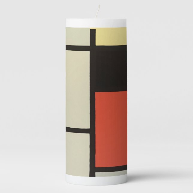 Mondrian Composition Modern Abstract Painting Art Pillar Candle (Front)