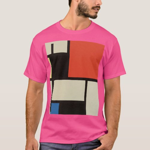 Mondrian Composition Modern Abstract Wow Pink T_Shirt